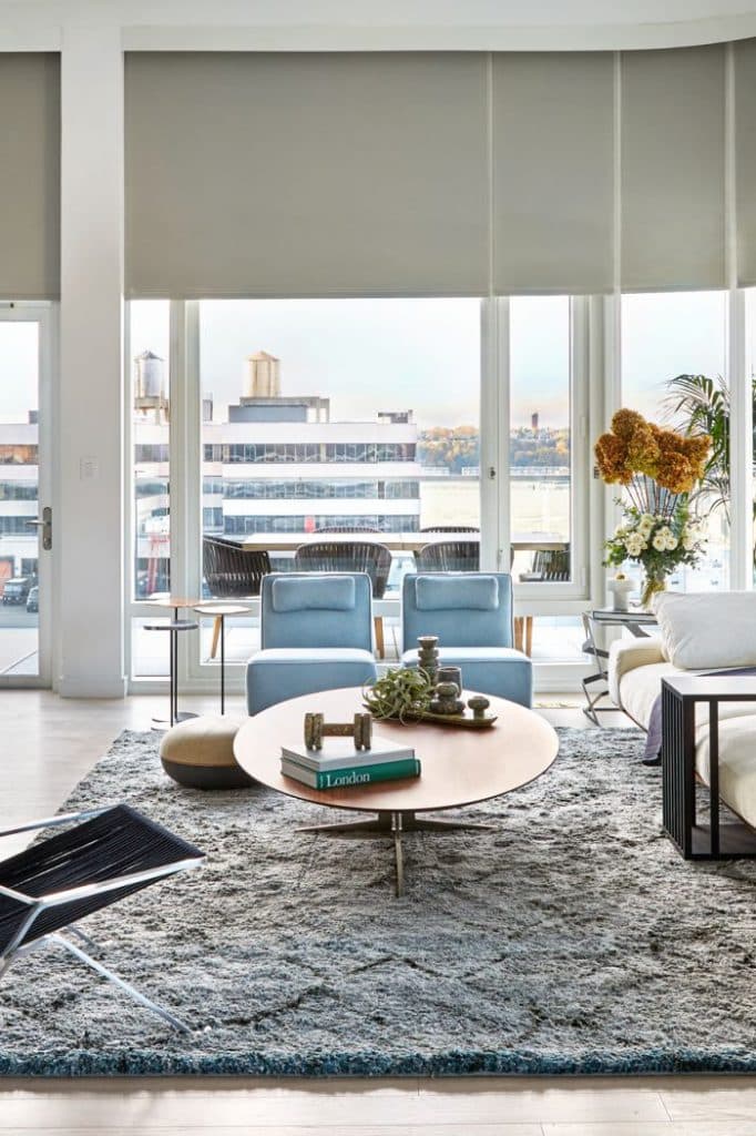 Flexform Pale Blue Armchairs Pair