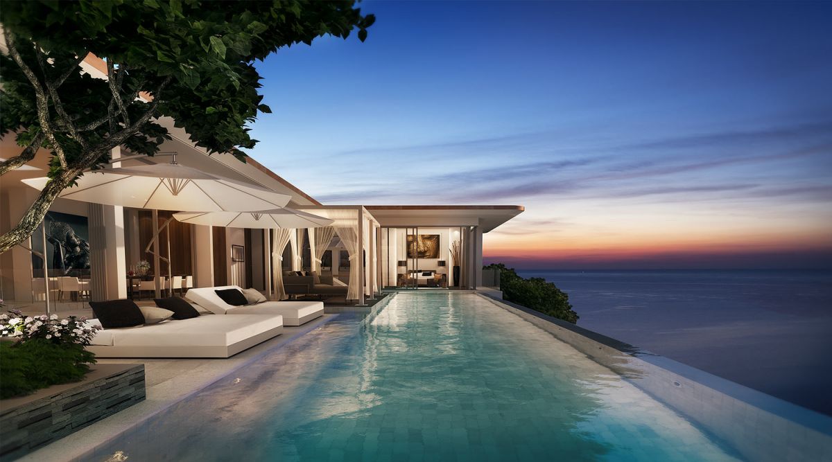 A modern designed villa sized penthouse with infinity pool.