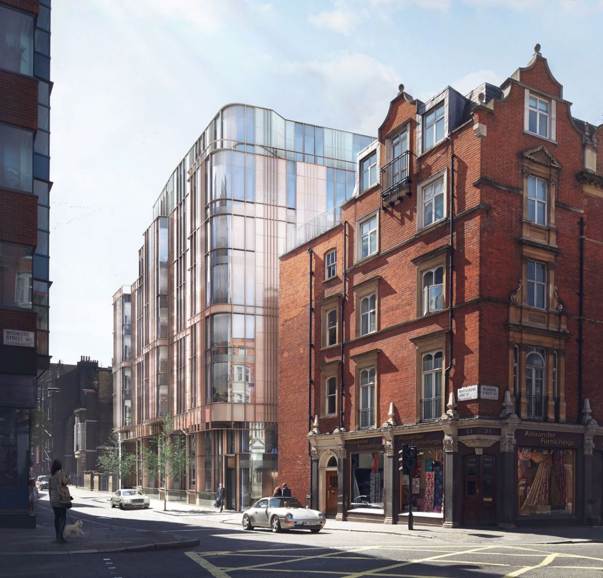 An image of the exterior of The Mansion Development on Marylebone Lane, London.