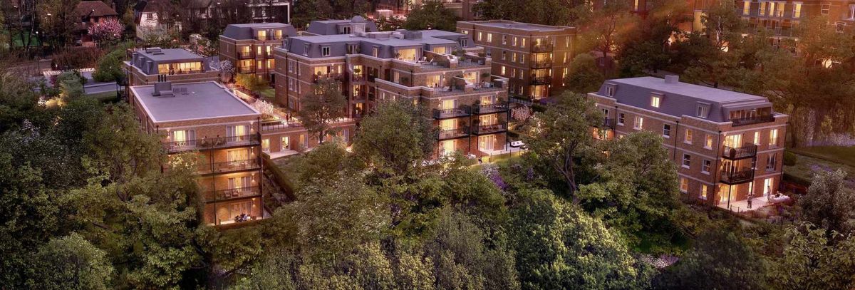 A rendering of the Mansions Development in Londons idyllic Wimbledon Village. 