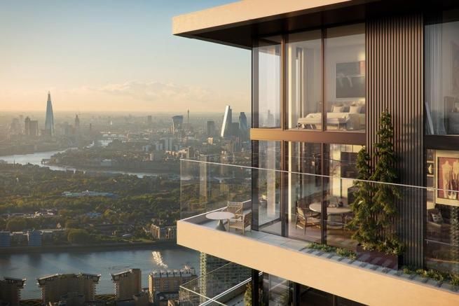A view of the London skyline from Wardian London, Designed by Glenn Howells. 