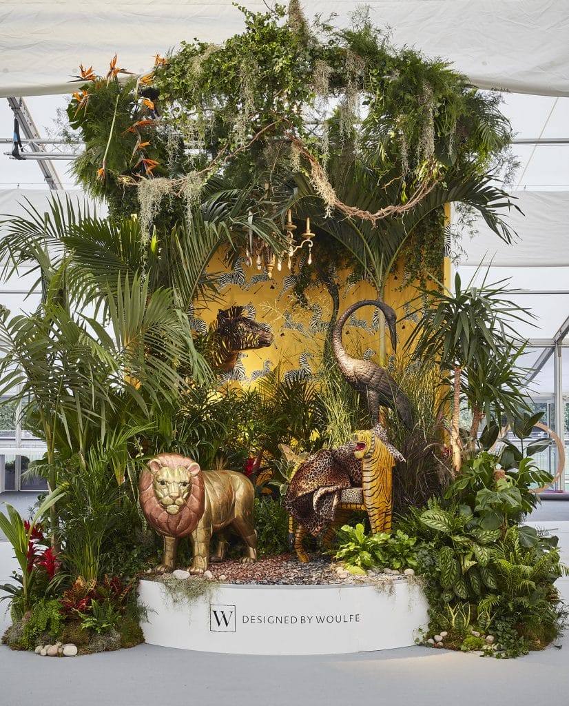 Jungle themed Decorex entrance by Designed by Woulfe