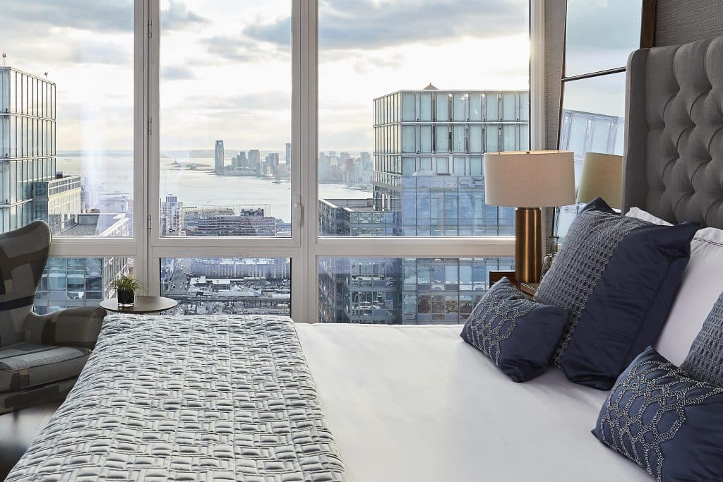 Manhattan penthouse view from bedroom.