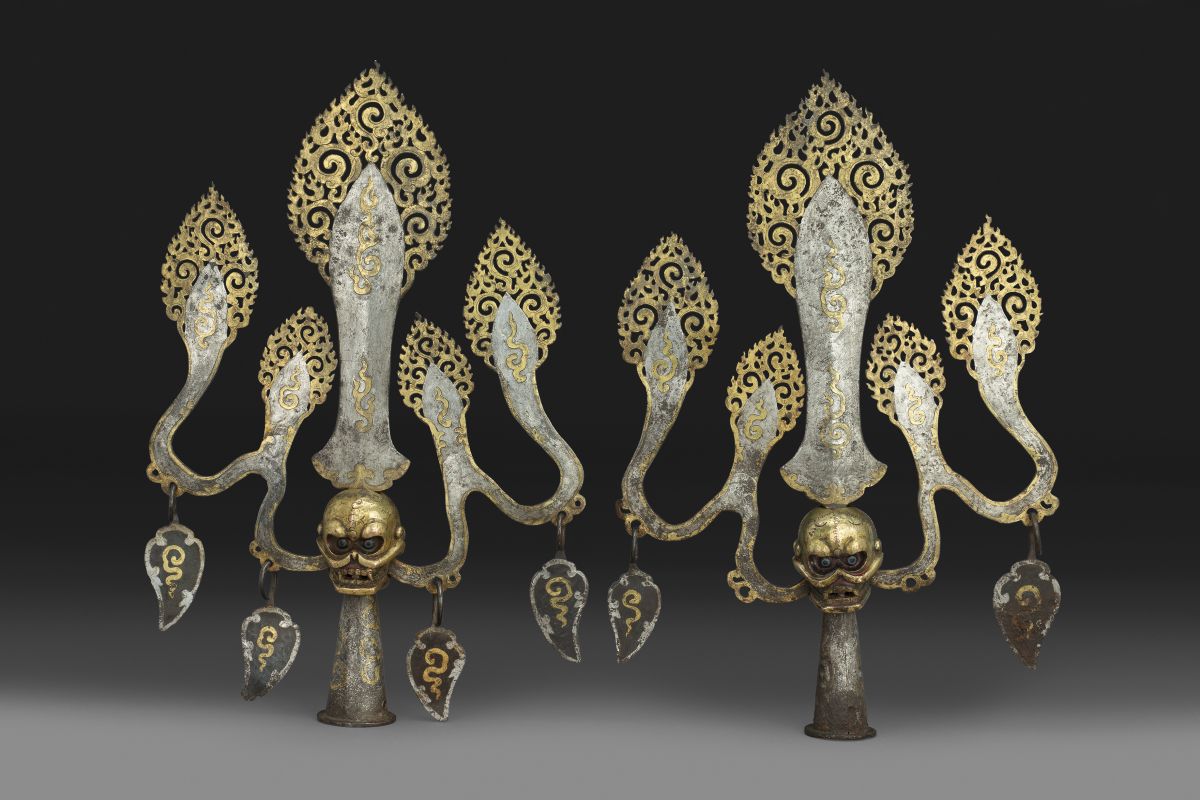 A Brace of Ceremonial Trident Heads, Mdung Rtse-Gsum, 17th century.