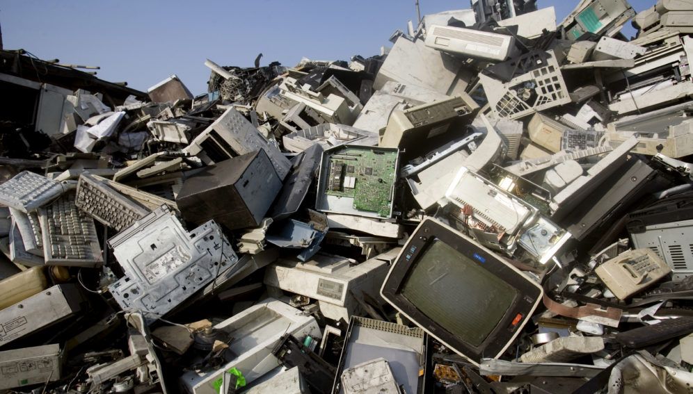 Piles of technology waste