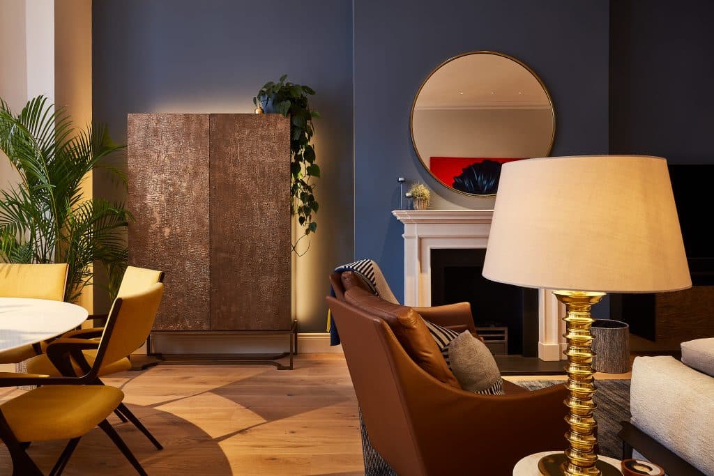 edelman leather flexform boss armchair in an elegant living room.