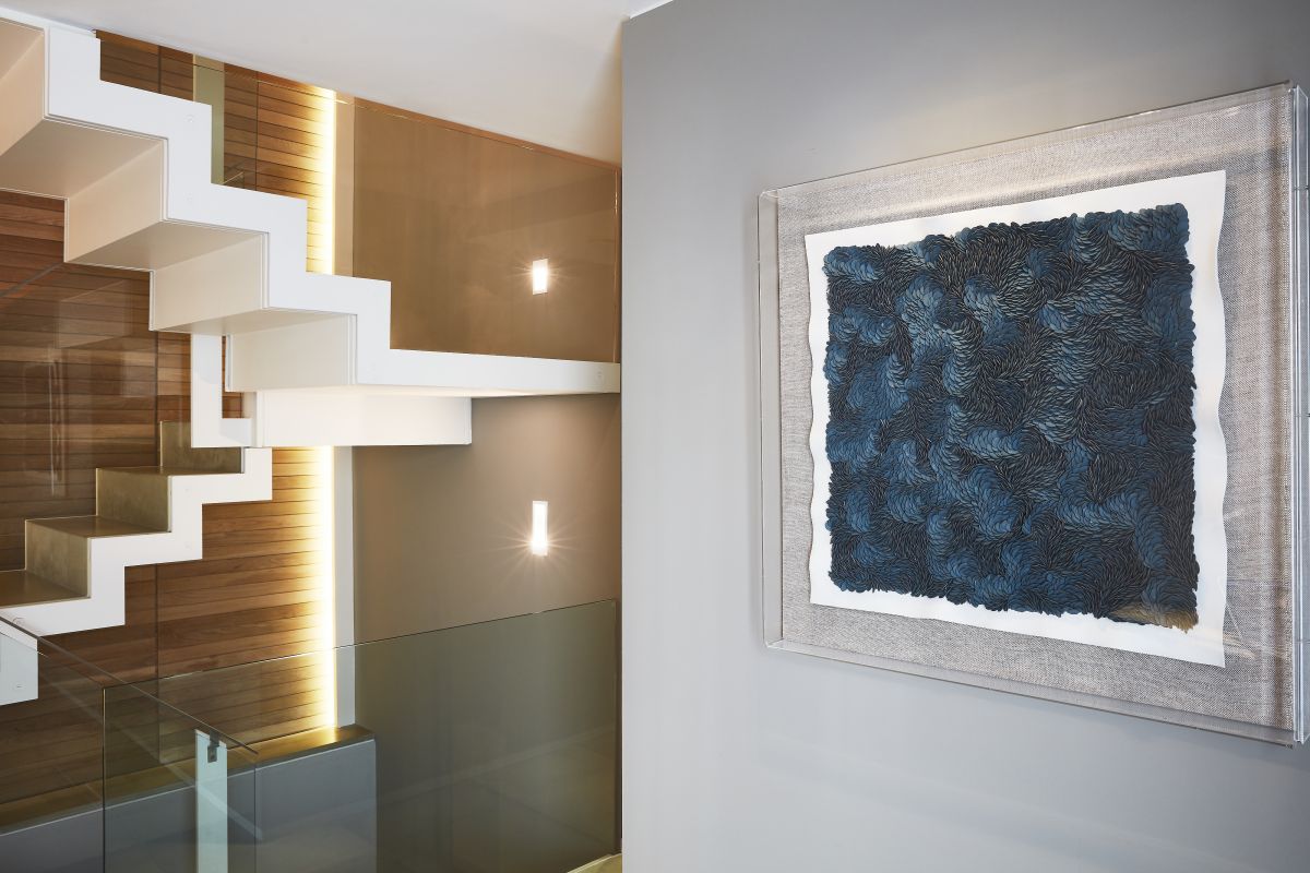 An image of a staircase designed by Architects Guy Standseld in Notting Hill Mews House. 