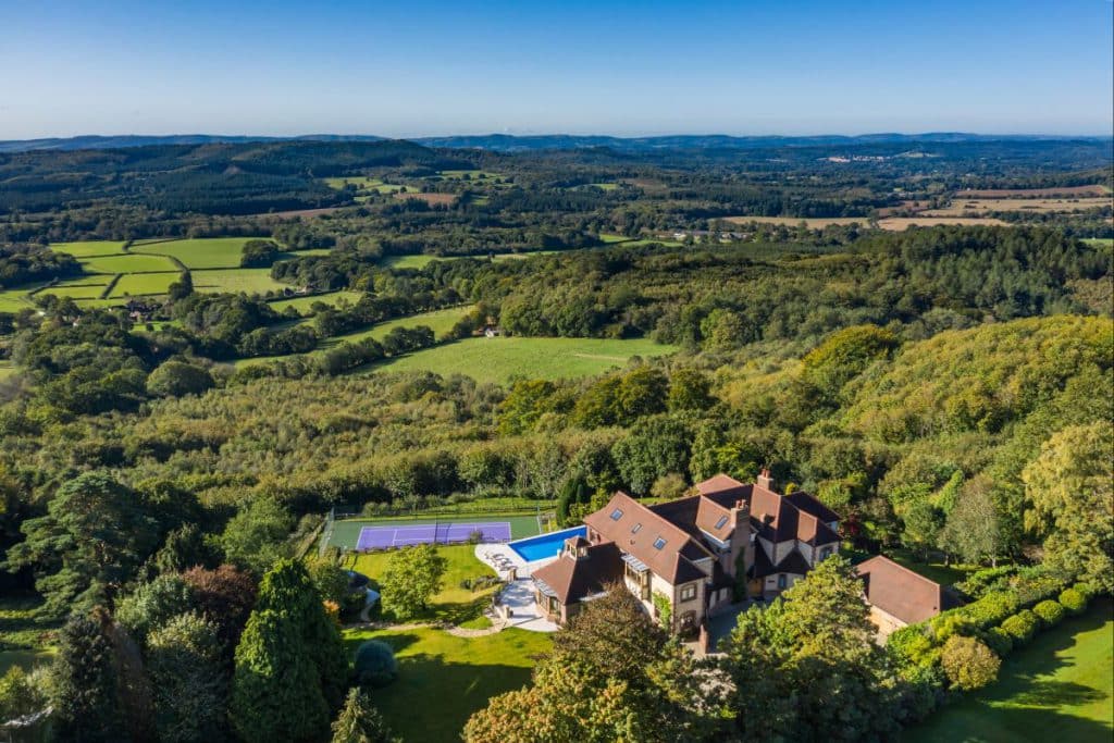Aerial View of Spur Point Mansion in Haslemere, Surrey