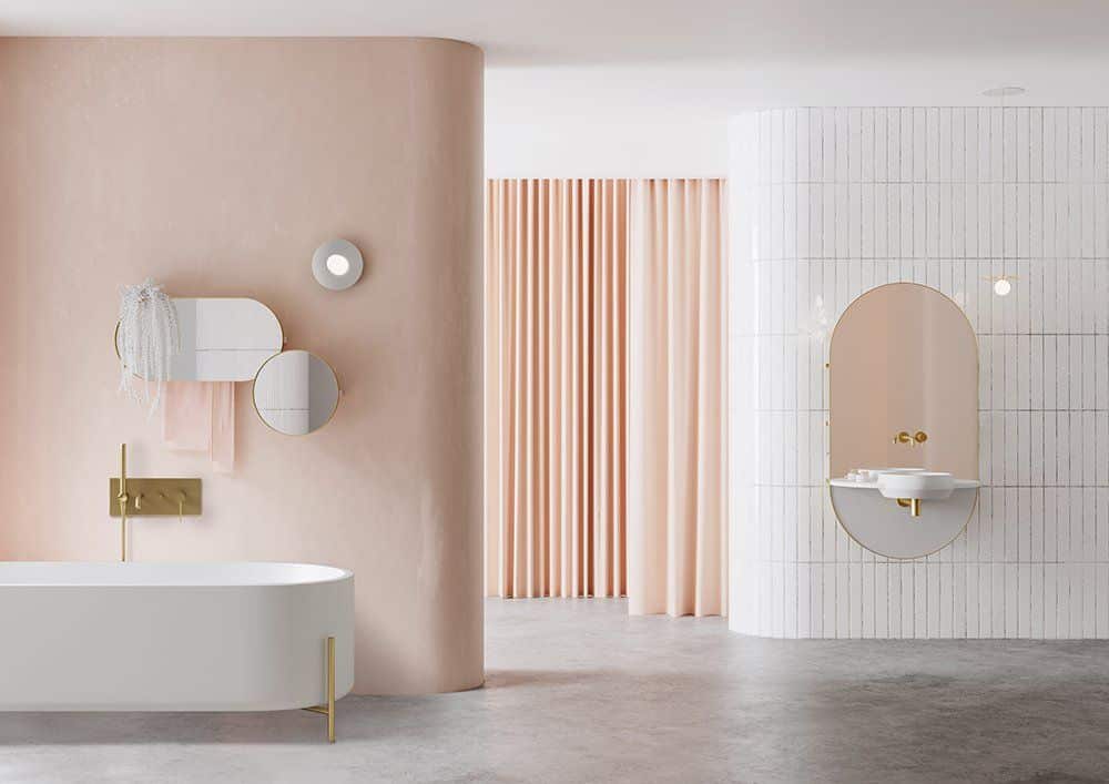 Pink sustainable bathroom interior design