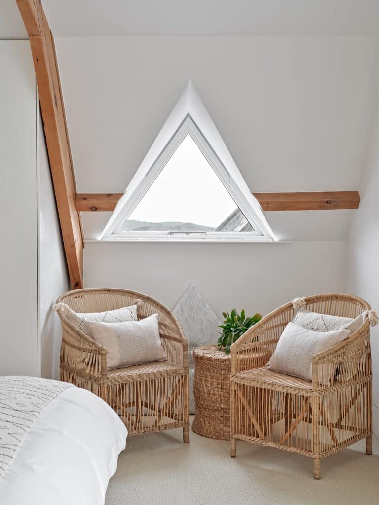 Light and neutral reading nook.